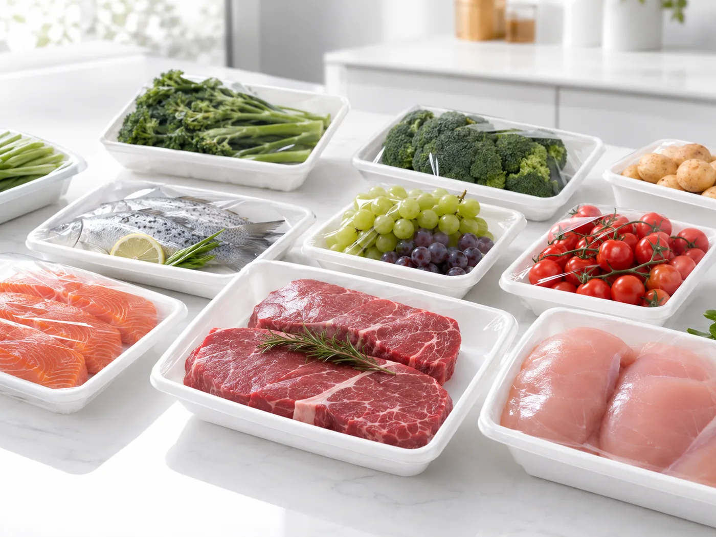 Fresh food trays made with foam packaging